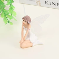gifts toy figures resin miniature landscape car cake decor garden ornaments white angel doll flying flower fairy