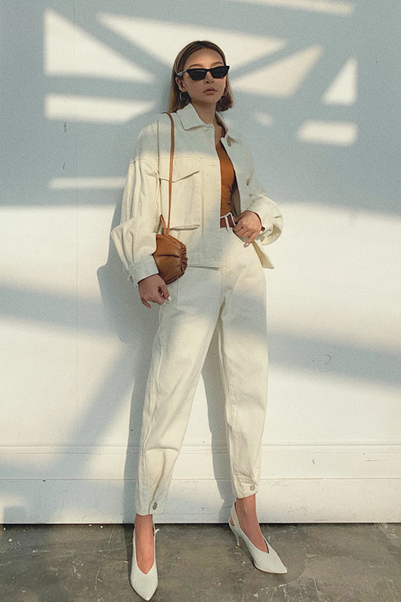 2019 Новая мода Женская одежда прямые джинсы осенние свободные девять брюки для