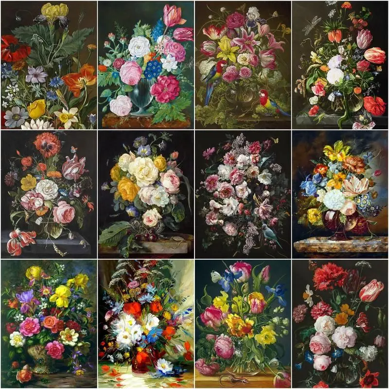 

GATYZTORY Flowers In A Vase DIY Painting By Numbers For Adult Children Handpainted Oil Painting Canvas Colouring Home Decor