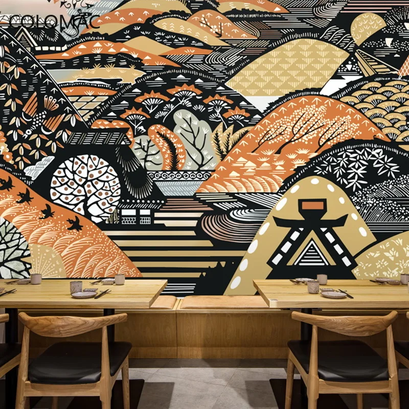 

Обои в японском стиле Коломак на заказ, настенные украшения с рисунком из абстрактных картин для ресторана, спальни, Прямая поставка