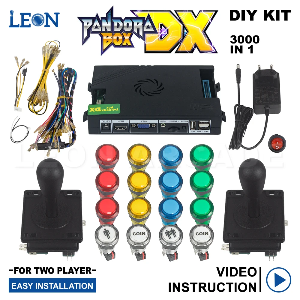 

Crt 3000 In 1 Padora Box Dx Arcade Diy Kit American Style Joystick Led Illuminated Button For 2 Player 3d Tekken 3p 4p Game