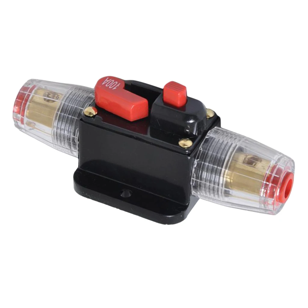 

Car In-line Manual Reset Circuit Breaker Car Stereo Audio 100A Fuse DC 12-24V