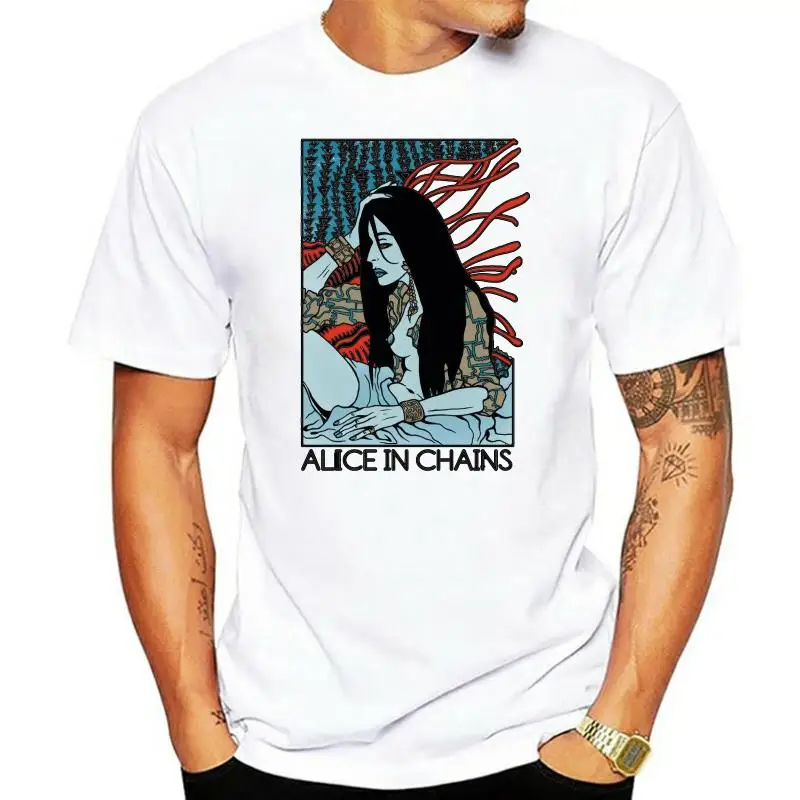 

Мужская футболка с логотипом Алисы в цепях, белая футболка, размер S M L XL 2XL 3XL Graphic, ретро топы, футболка