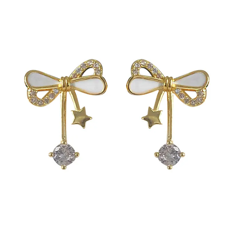 

YC4812E S925 Silver Fashion Cute Bowknot Zircon Stud Earrings Gifts for Girlfriend Party Woman Jewelry Earrings 2021