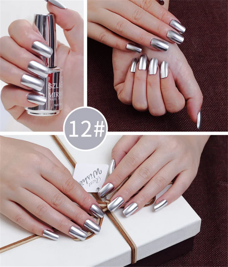 18 мл Розовые зеркальные серебряные золотистые лак для ногтей металлик