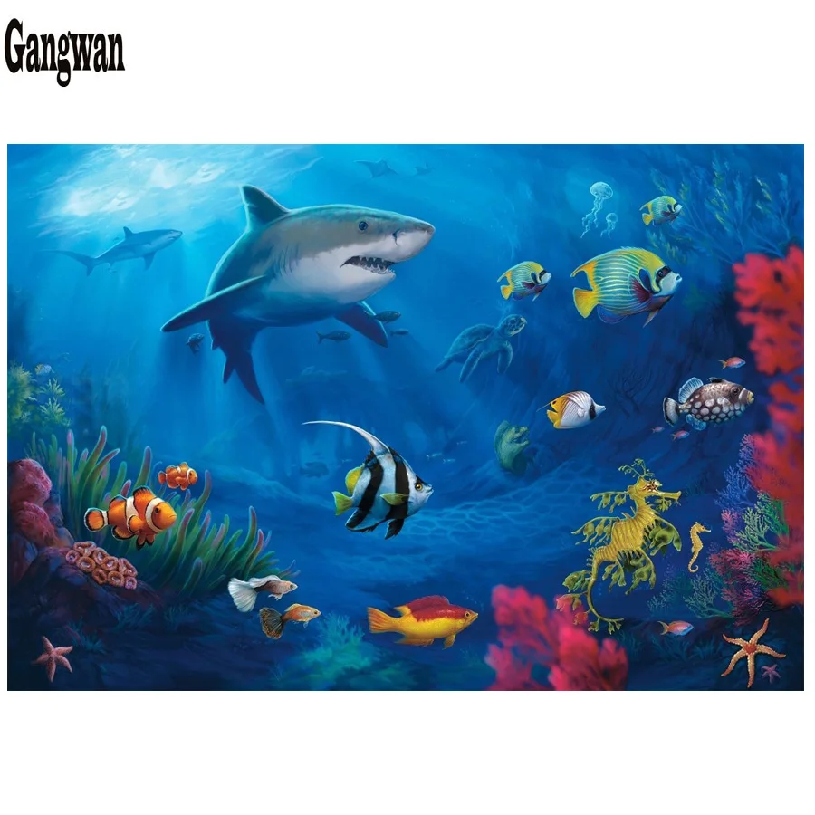 

diamond painting 5d animal Leopard Shark full drill square diamond embroidery Cross stitch round rhinestone home wall decoration