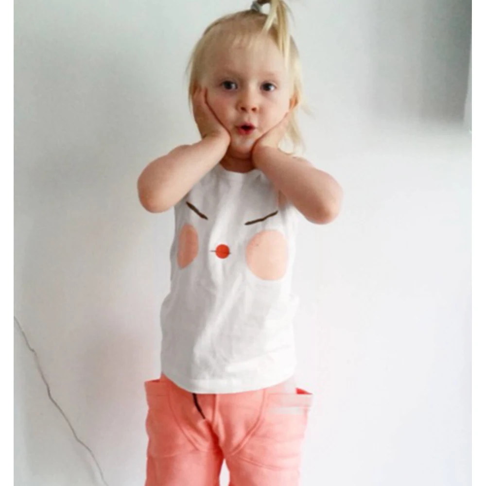 Летний жилет для маленьких девочек Детские топы без рукавов с милым забавным