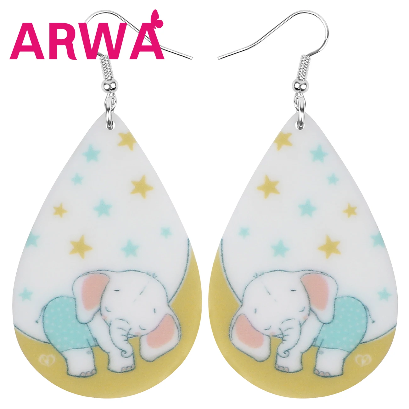 

Bonsny акриловые каплевидные сережки в стиле аниме, слон, теленок, серьги в виде животных, свисающие ювелирные изделия для женщин, девочек, подр...