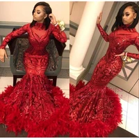 african mermaid sequins prom dresses 2021 vestido de festa long sleeve evening dress high neck formal imported party dress