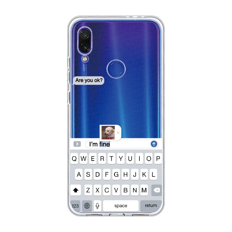 Забавный чехол с надписью Are You Ok I Am Fine для Xiaomi Mi Redmi Note 5 6 7 8 9 10 lite Pro Plus мягкий