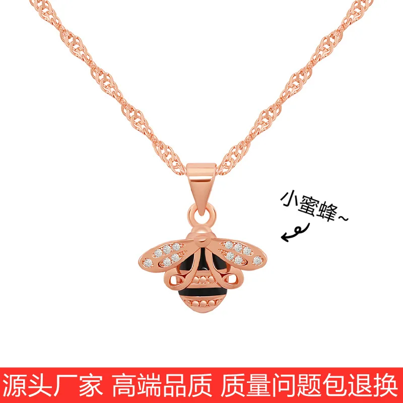 

2021New fashion and popular rose gold 18K ladies party holiday gift pendant bohemian light luxury water wave chain bee necklace