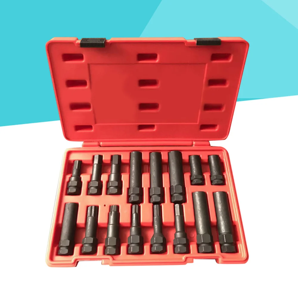 

16pcs Wheel Lock Key Removal Tool Kit Locking Lug Nut Master Set Lug Key Wheel Lock Removal Kit Hex and Star Keys for The Purpos