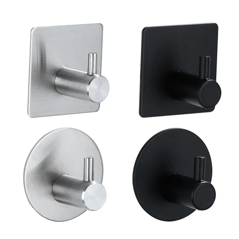 

304 Stainless Steel Nail-free Hook Wall Single Hook Clothes Coat Hat Hanger Bathroom Rustproof Towel Hook Bathroom Accessories