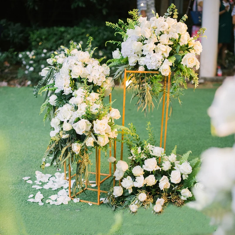 

10 шт., Золотая ваза, напольная ваза, колонна, металлическая дорога, свинец, свадебный стол, центр, Цветочная подставка, вечеринка, Рождественс...