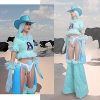 gogo dancer costume adult blue musical festival clothes pole dance wear stage outfit lady gaga costume dj ds clubwear dl7821