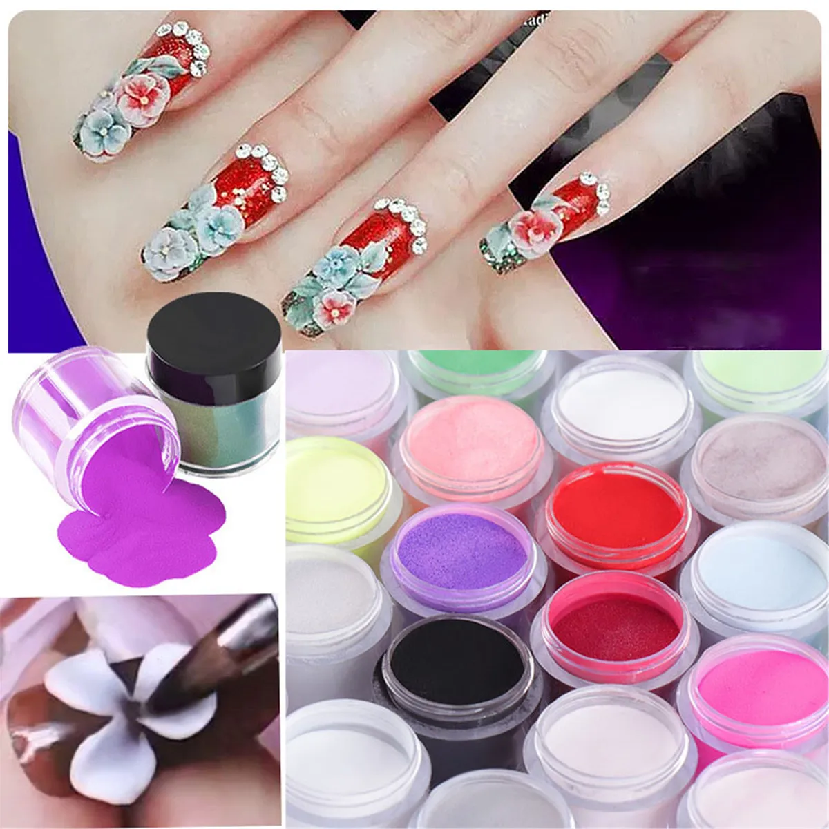 

12/18/24 фотовспышка неоновые цвета акриловый порошок для дизайна ногтей 3D сделай сам УФ гель резьба пыль дизайн украшения креативные творческ...