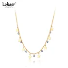 Lokaer в готическом стиле, выполненное из нержавеющей стали, легированной титаном, ожерелье-чокер со звездой ожерелья для женщин Модный шарм ожерелье с подвеской Para Mujer N21081