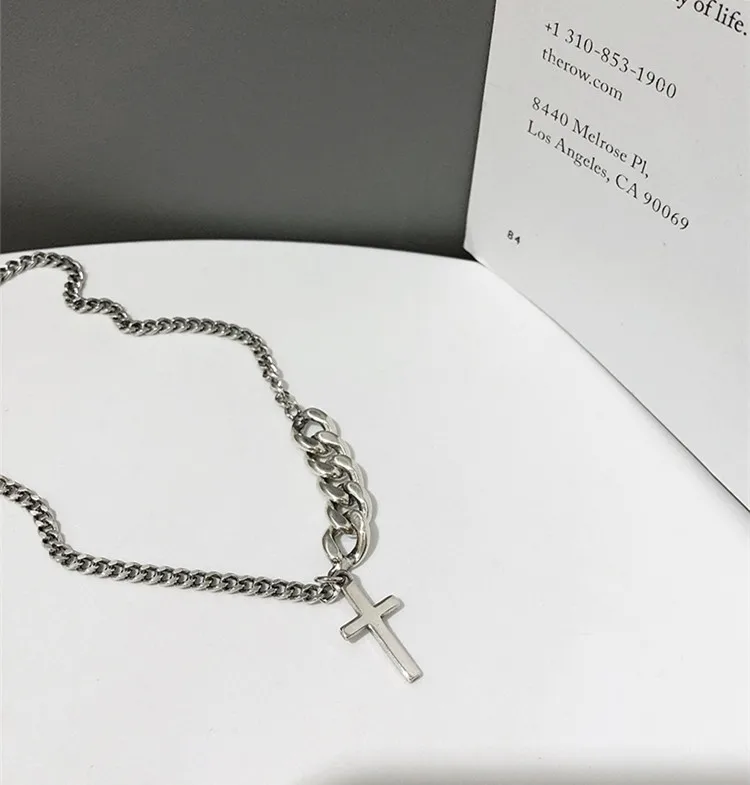 

Men Women Cross Choker Necklace Stainless Steel Gothic Short Statement Necklace Jewelry Male Female Accessories Fashion