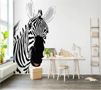 xuesu customized 8d wallpaper 3d photo wall cute black and white striped zebra nordic animal tv background wall