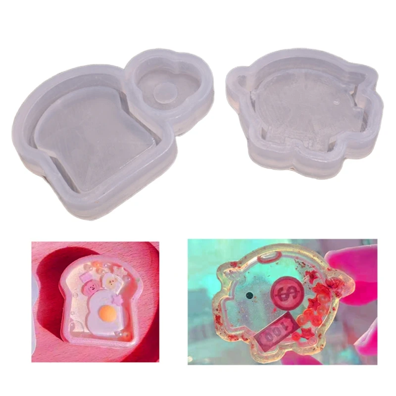 

Epoxy Resin Shaker Silicone Moulds Quicksand Casting Set Pig/Bread DIY Jewelry Pendent Craft Making Mould Durable