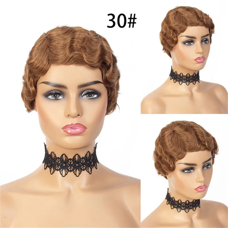 Парик Pixie Cut бразильские человеческие волосы Remy парики с пальцами натуральный