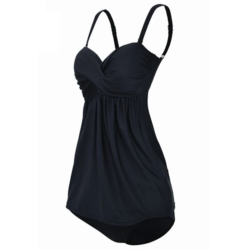 2019 женский черный Одноцветный комплект бикини с подкладкой из двух частей