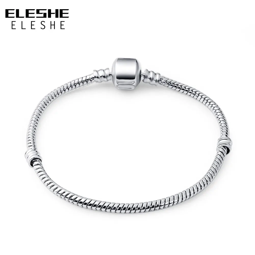 ELESHE, 3 стиля, серебряный браслет-цепочка в виде змеи, подходит для аутентичного браслета, браслет на цепочке, очаровательный браслет, Женские Ювелирные аксессуары, подарок