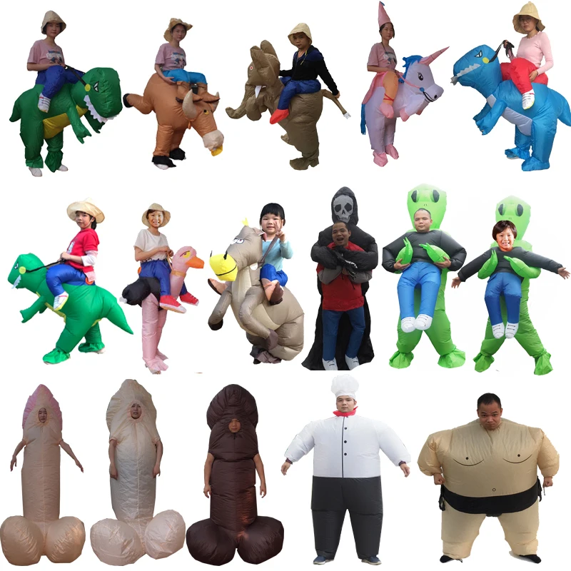 Надувной костюм динозавра Willy Alien Sumo для взрослых единорог аниме косплей Хэллоуин