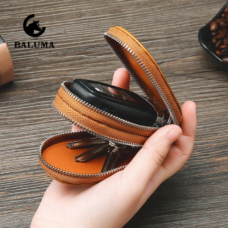 

Top Layer Cow Leather Car Key Case Double Compartments Vinatage Business Car Key Holder Key Pouch Luxury