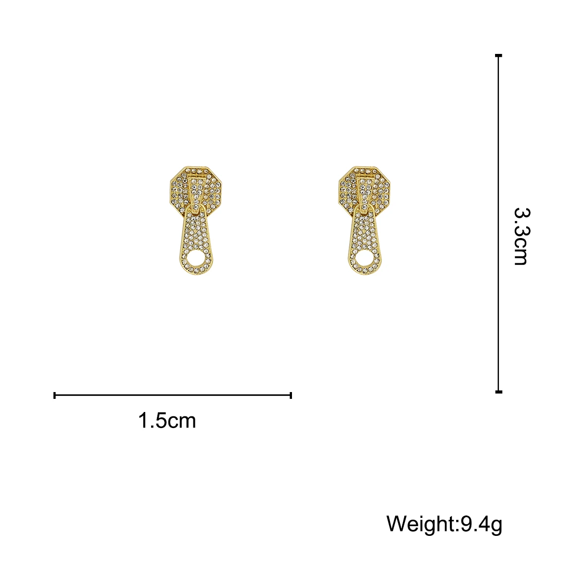

Flashbuy Unique Design Street Gold Color Stud Earrings Creative Rhinestone Zipper Earrings Women Hip Hop Minimalist Jewelry