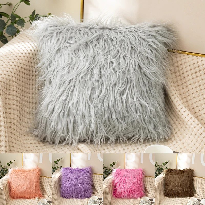 43*43cm Cushion Cover Soft Faux Fur Plush Pillow Case Living Room Bedroom Sofa Pillowcase Fluffy Home Decor Accessories | Дом и сад