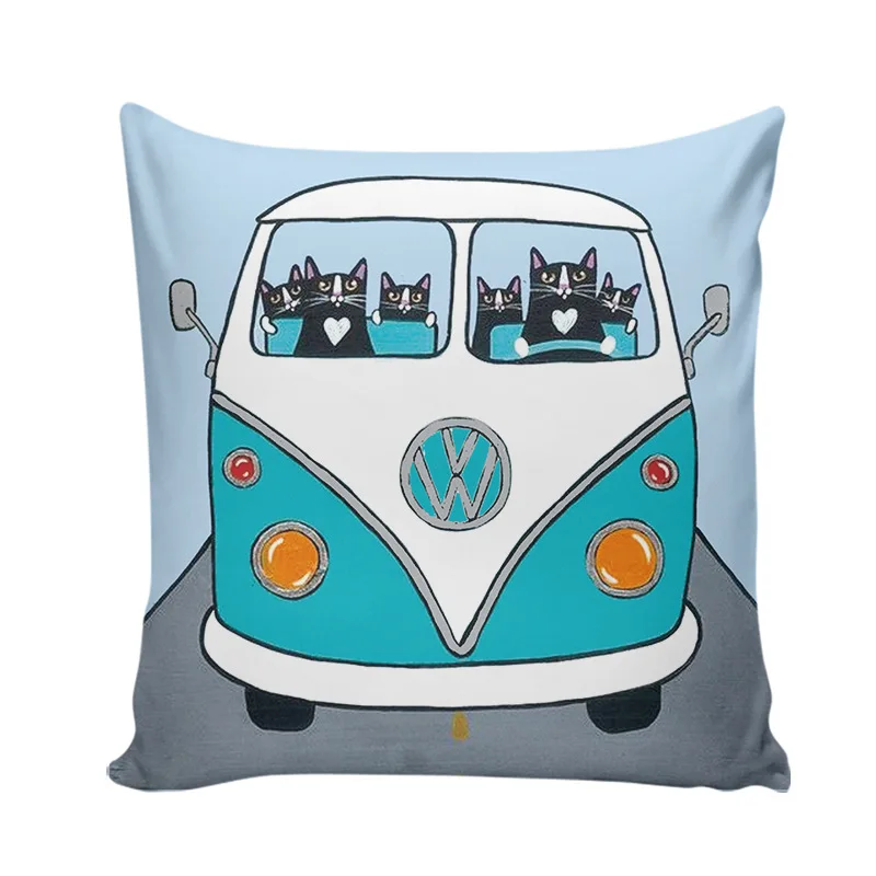 Чехол для подушки милый чехол с изображением кота собаки автомобиля мультфильма