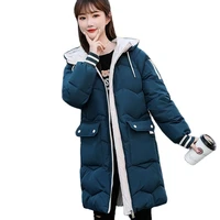 womens winter clothes overcoat 2021 new loose black jacket puffy women warm cotton parkas splicing casual hoodie long zipper