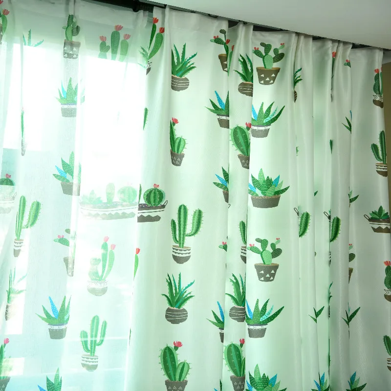 Светонепроницаемая занавеска для гостиной с принтом листьев в горшке спальни