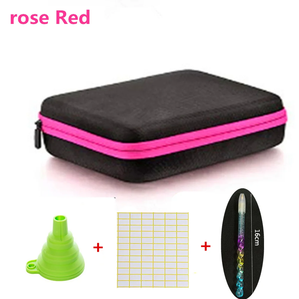 rose red 30/60 бутылочки коробка для алмазной живописи контейнер для инструментов Коробка Для Хранения Чехол держатель сумка на молнии - Цвет: rose red