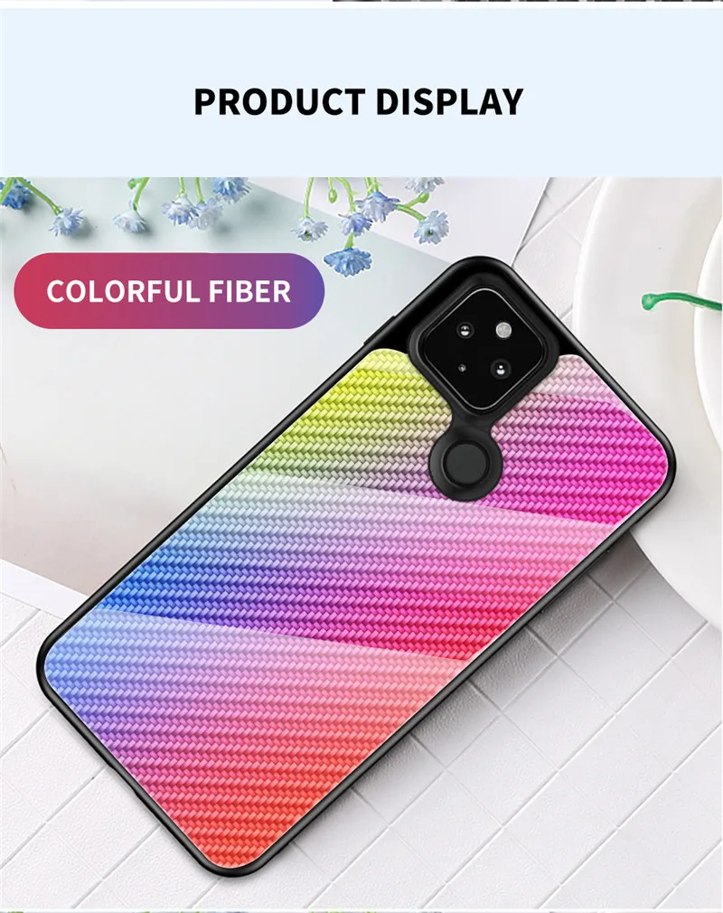 colorful tempered glass phone case for google pixel 4a 5g carbon fibre back cover for google pixel 4a 5g 4 4xl 3a 3axl 3 coques free global shipping