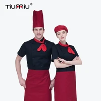 2020 summer restaurant uniform short sleeve men women chef jacket kitchen hotel waiter work clothes cozinha food service tops