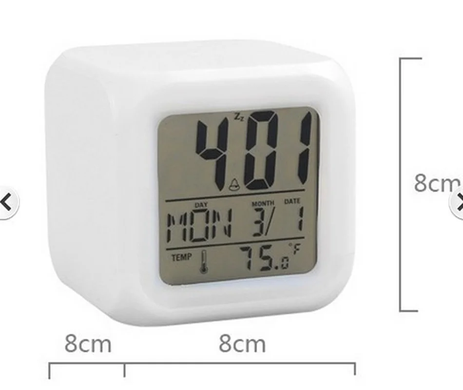 

LED Alarm Clock Multi-Functional White Digital Clock 7 Color Changing Light Nightlight Kids Desk Clock Children Gift Home Gadget