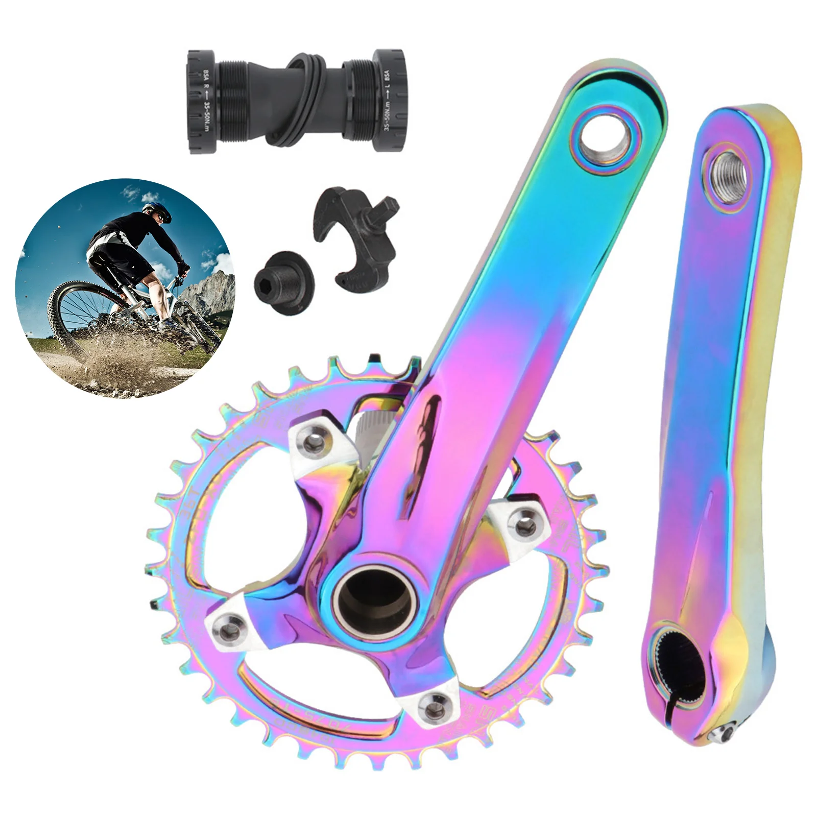 

32T Mountain Bike Crankset Kit 6.68inch Crank Length Bicycle Chainset Bike Modification Accessories For Cycling Enthusiasts