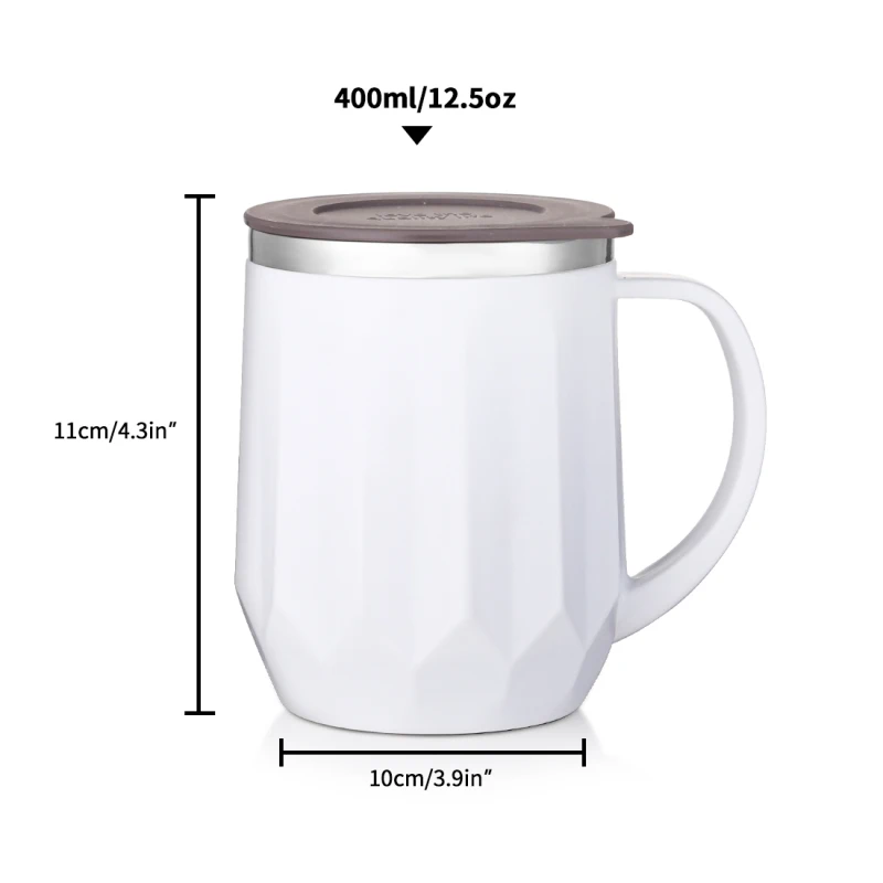 

400ml Coffee Mugs Thermos Insulation Stainless Steel Water Bottle Cups Drinkware With Handle Lid Tea Mug for Office Thermocup