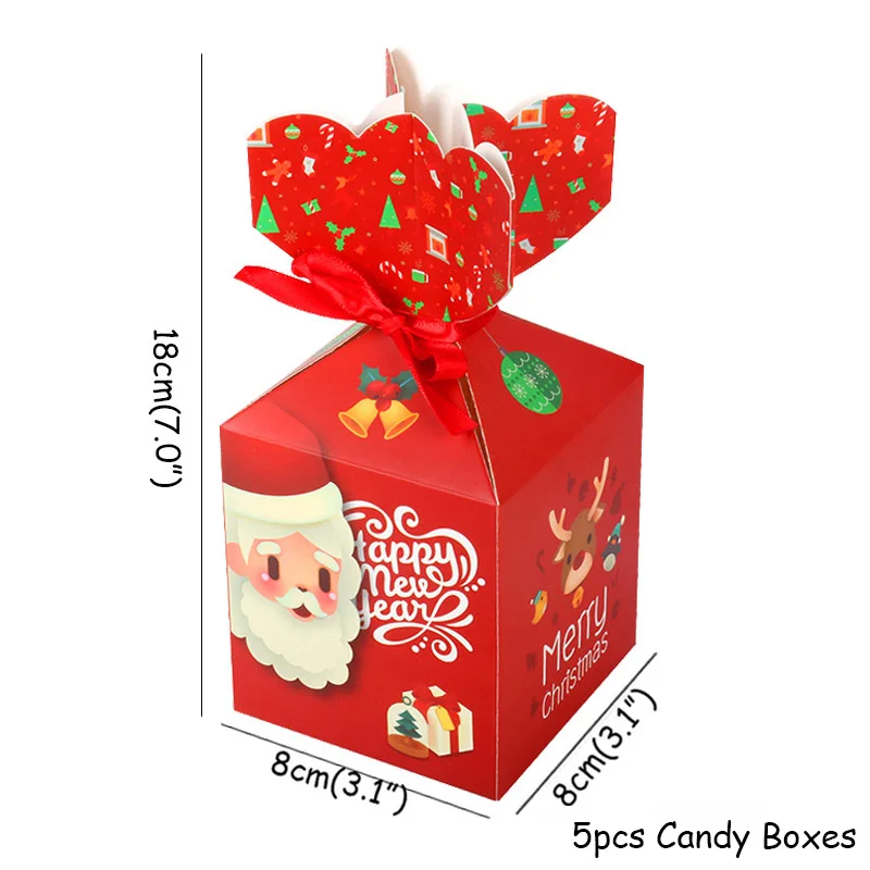 5pcs Paper Box Рождественские украшения для дома веселая Рождественская елка рождественские украшения Санта Снеговик Noel Navidad год Natal - Цвет: 5pcs Paper Box