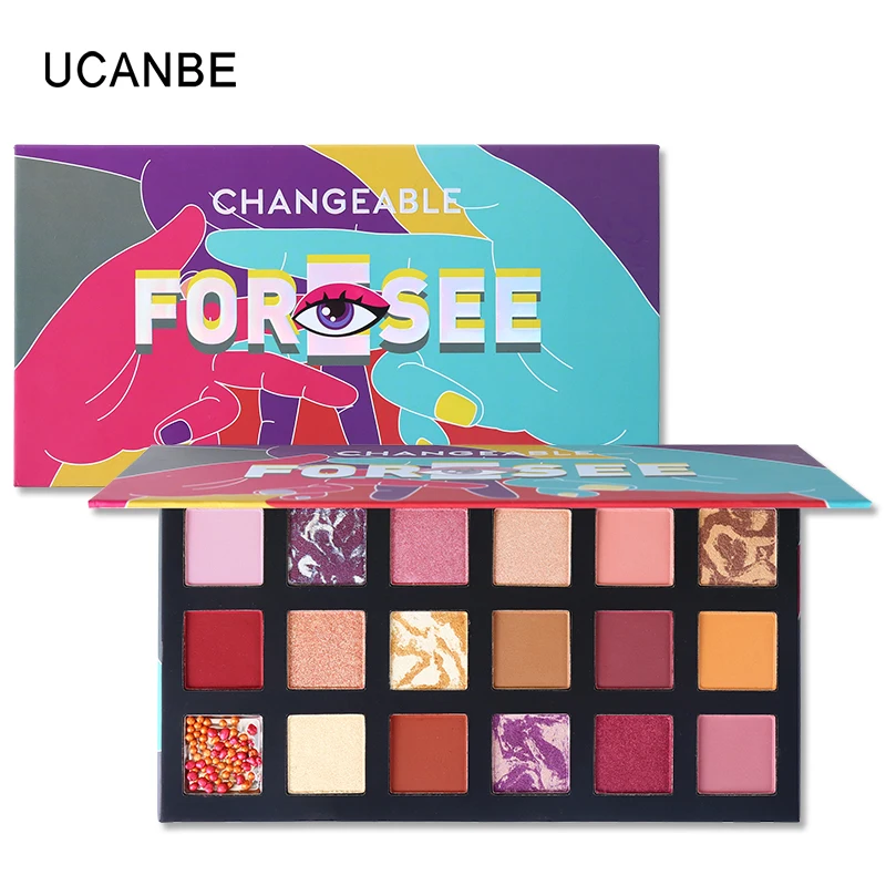 

UCANBE 18Colors Foresee Matte Shimmer Eyeshadow Palette Long Lasting Multi Reflective Shimmer Pressed Pearls Makeup Eye Shadow