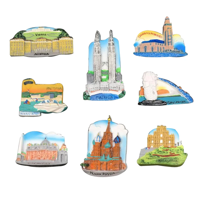 3D магнит на холодильник из смолы Австрия Малайзия Таиланд Сингапур Россия