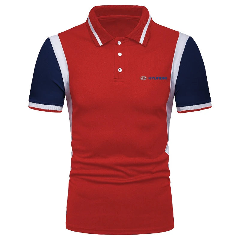 

HYUNORI car logo Men Polo Mens Shirt Short Sleeve Polo Shirts Contrast Color Polo New Summer Streetwear Casual Fashion Man