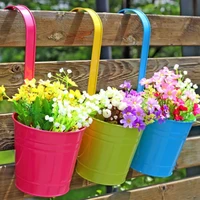 80hothanging flower pot sturdy natural style iron exquisite metal bucket for balcony