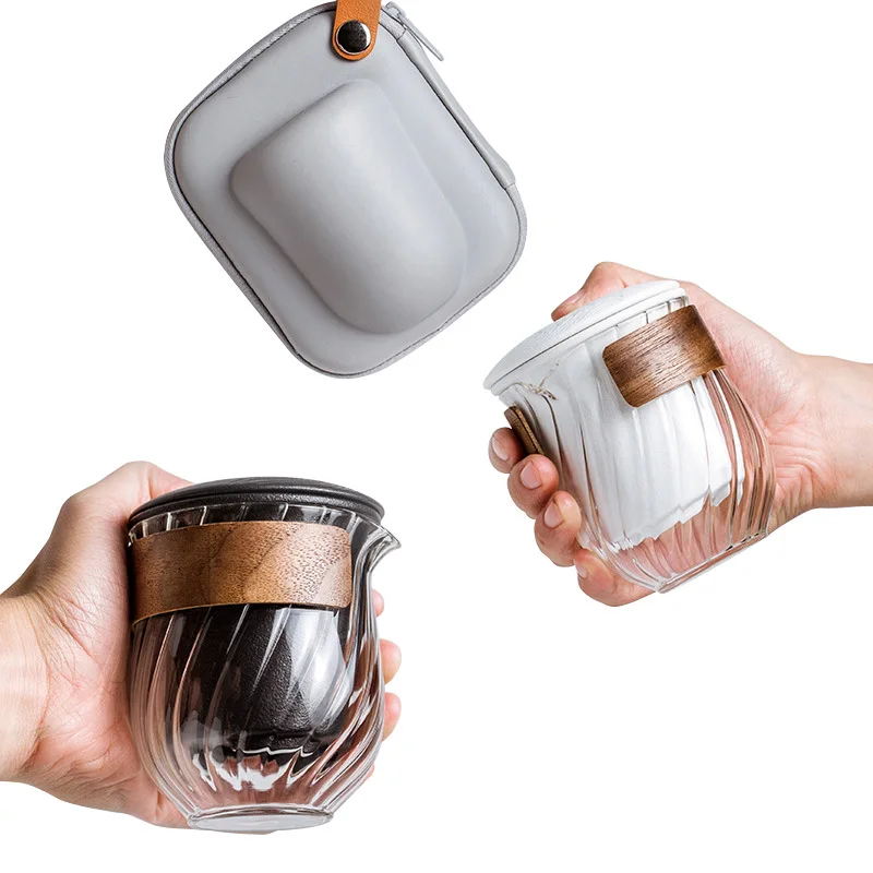 

Portable Travel Glass Tea Set Express Cup Set Heat Resistant One Pot Two-Cup Six Cup Set Gift Set