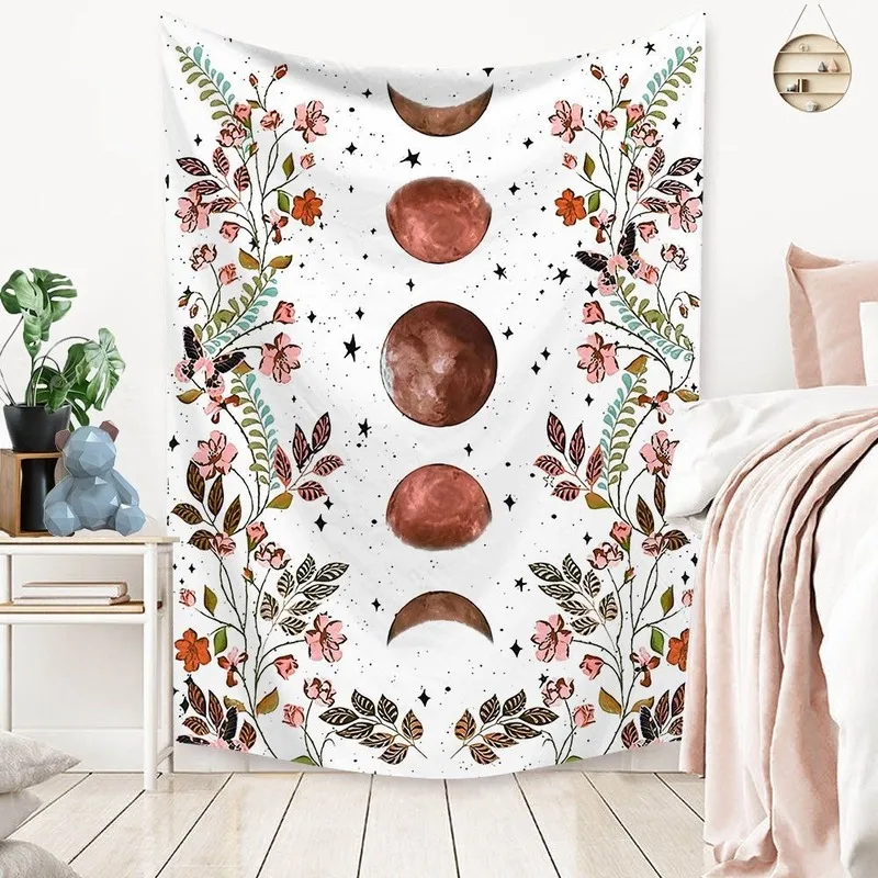 Гобелен с Луной и цветком винтажная богемная настенная ткань украшение для дома