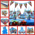 82 шт.компл., Мстители, украшения на день рождения, посуда, тарелки, скатерть, соломенная вилка, салфетки, детские товары для вечеринок для мальчиков