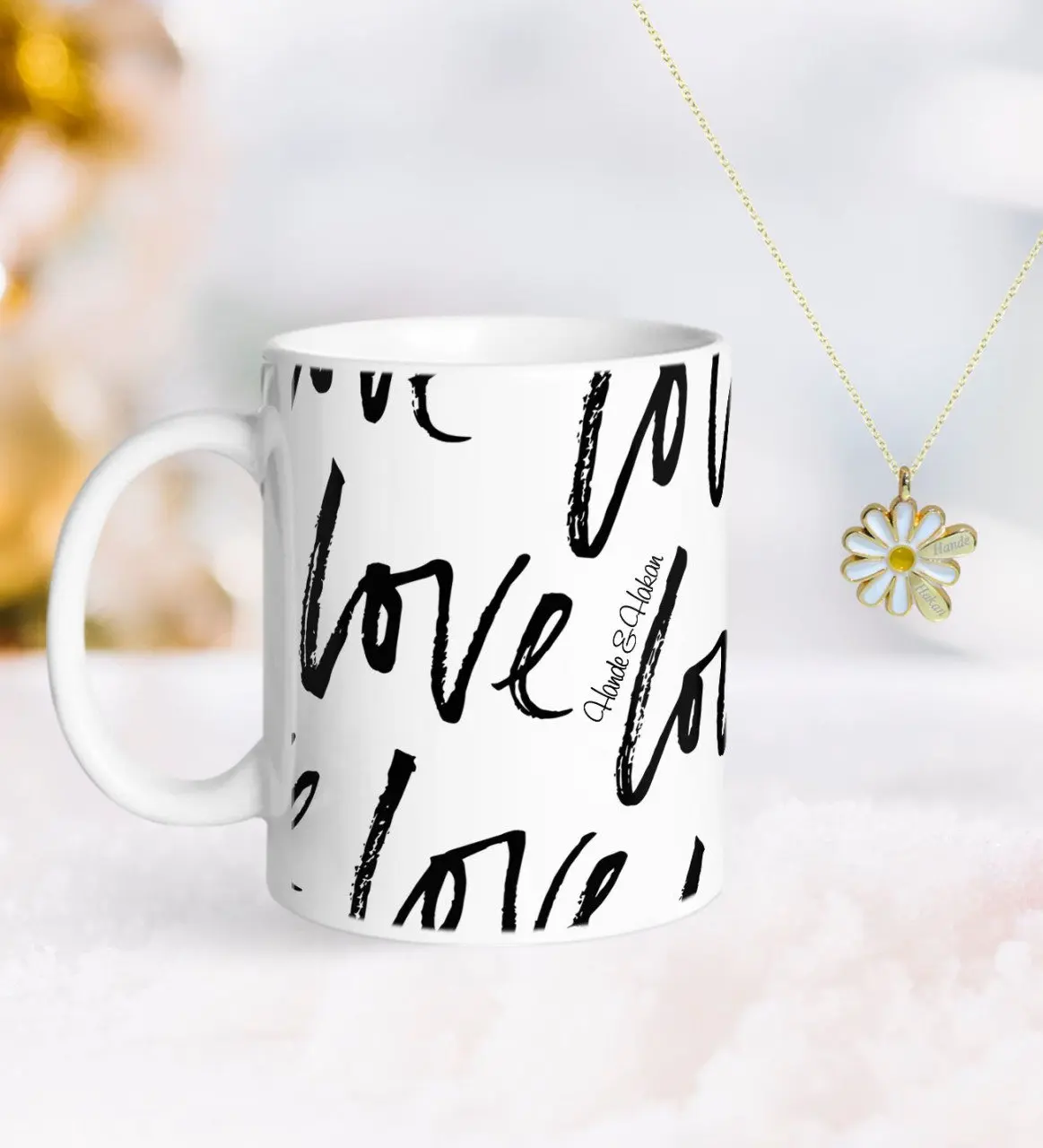 

Персонализированные ко Дню Святого Валентина кружка и двойной Дейзи Kolye-66