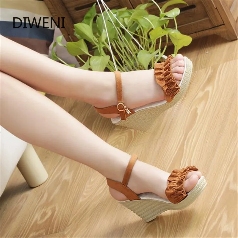 DIWEINI/Новинка летние женские босоножки на танкетке женская повседневная обувь